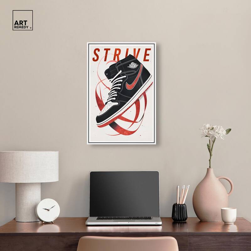Red Ribbon Sneaker Canvas by Art Remedy