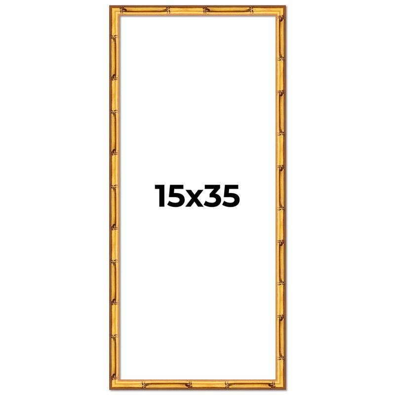 15x35 Frame Gold Bamboo Picture Frame Modern Photo Frame Includes UV Acrylic Shatter Guard Front Acid Free Foam Backing Board
