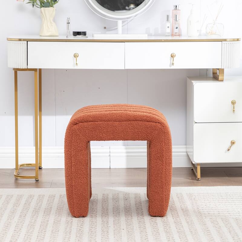 SEYNAR Modern Glam Teddy Velvet Upolstered U-Shaped Ottoman