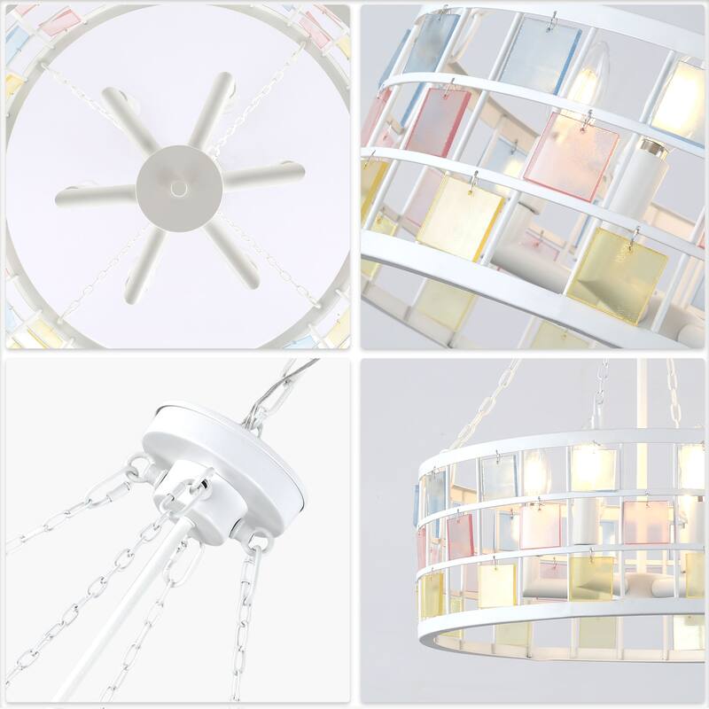Bella Depot 6-light Pendant Light Modern Colored Chandelier with Adjustable Chian - 17.7"
