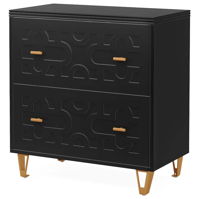 Modern White 2-Drawer File Cabinet, Office Lateral Filing Cabinet for Legal/Letter/A4 Size