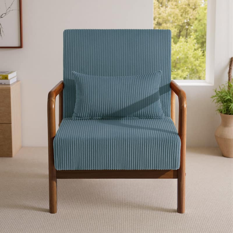 Mid-Century Upholstered Accent Chair with Wood Frame
