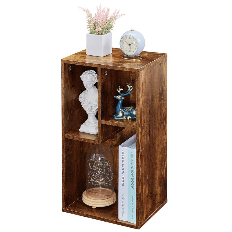 VECELO Wood Organizer Bookcase,Fits Tallest Hardcovers, Customized Storage Display Shelf, Free Standing for Living Room, Bedroom