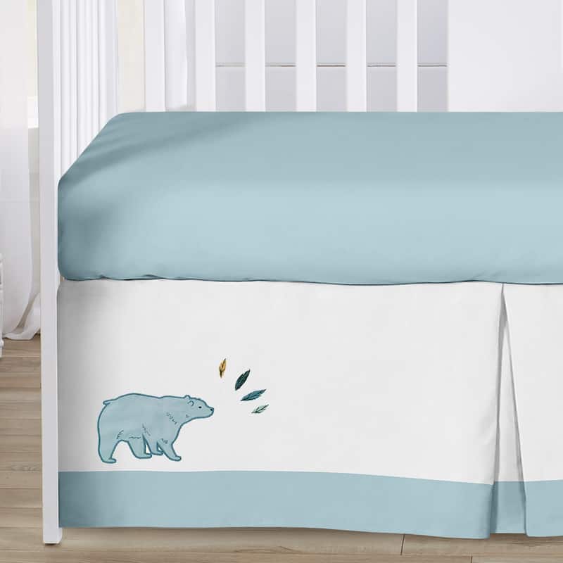 Sweet Jojo Designs 6p Crib Bedding + BreathableBaby Breathable Mesh Liner Bear Mountain Boy Blue Woodland Forest