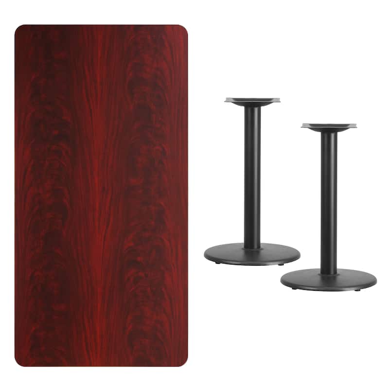 30'' x 60'' Rectangular Laminate Table Top with 18'' Round Table Height Bases - 30"W x 60"D x 31.125"H - 30"W x 60"D x 31.125"H
