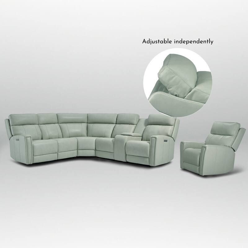 104" W 6 Seater Genuine Leather Power Sectional Sofa and Recliner Set with Dual Power, Zero Gravity, 1 Power Armlesschair