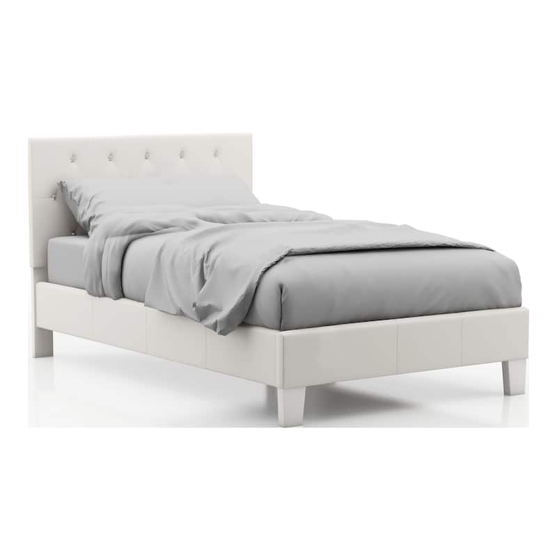 Heston Glam Twin Faux Leather Upholstered Tufted Platform Kid Bed by Silver Orchid
