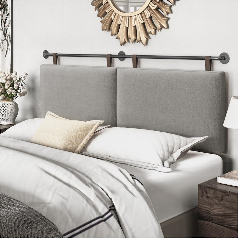 Wayna Wall Mount Upholstered Headboard,Flat Headboard, Quick Install - Grey - King
