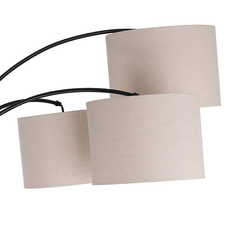 84" Metal Floor Lamp with Three Lights & Linen Shades