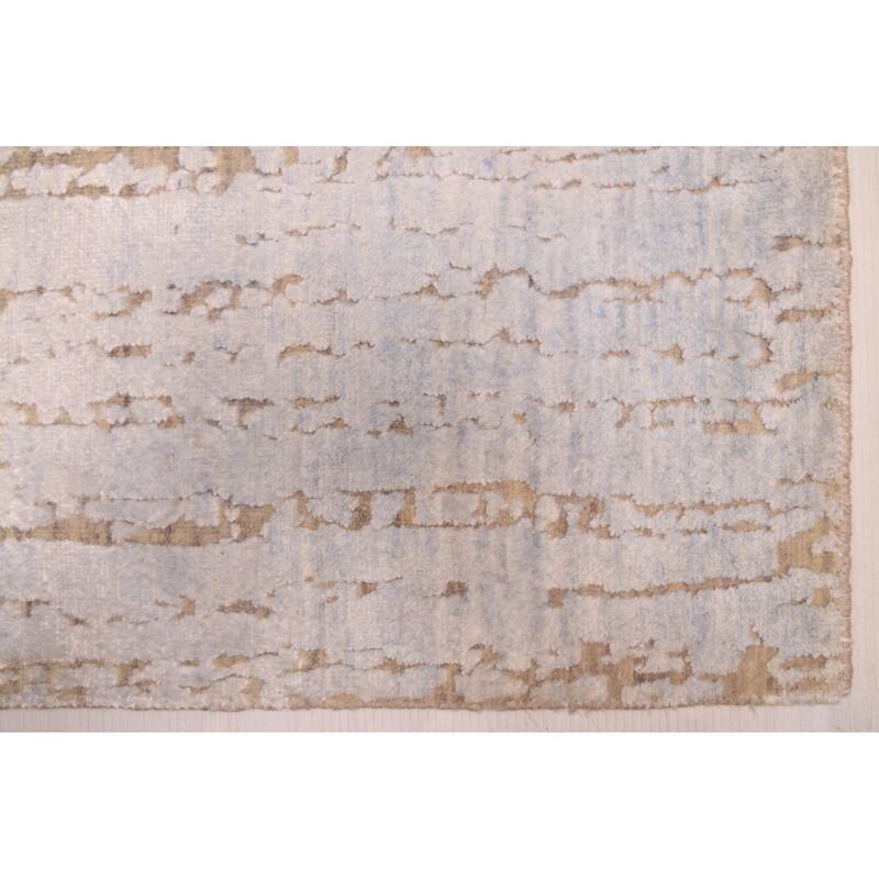 ECARPETGALLERY Hand-knotted Legacy Light Blue, Light Grey Silk, Wool Rug - 2'5 x 12'0