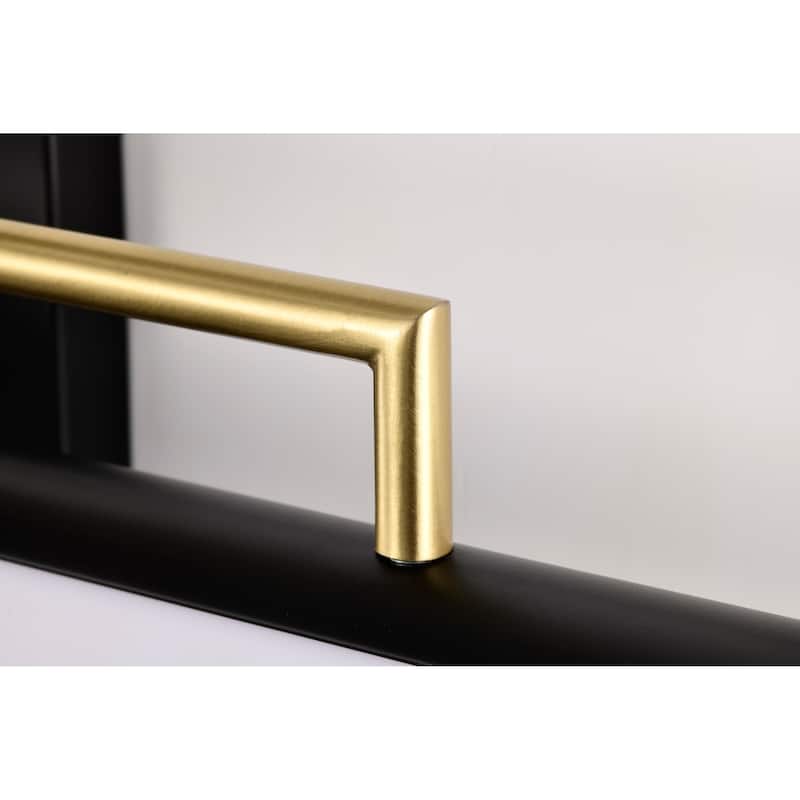 Solano Medium Vanity - LED - Black and Brushed Brass Finish - White Acrylic Lens