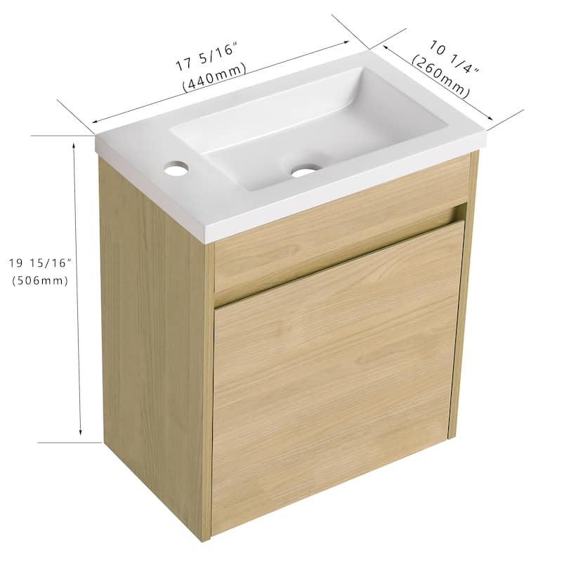 BNK 16/18 Inch Single Sink Bathroom Vanity with Soft Close Door