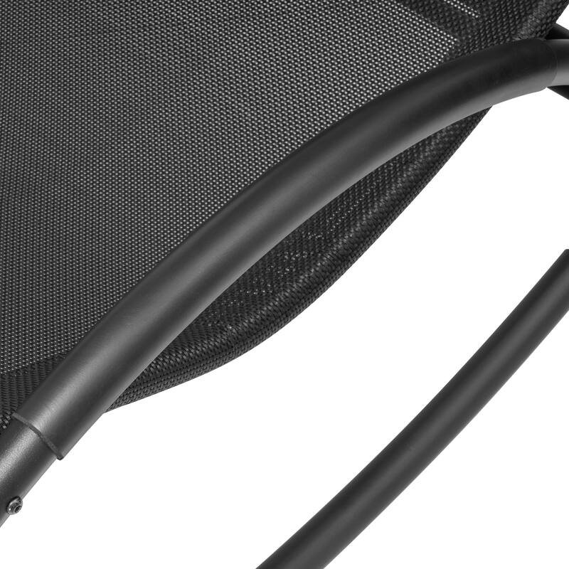 Outdoor Double Sun Bed Chaise Lounge Chair Rocking Bed with Sun Shade & Wheels - 54.5" W x 67.3" D x 65.7" H