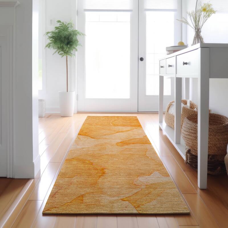 Premium Washable Super Soft Abstract Contemporary Mayfield Rug - Orange - 2' 3" x 7' 6" - Runner