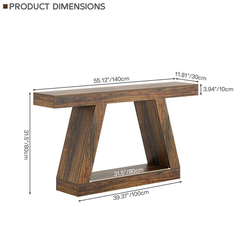 Farmhouse Console Table, 55" Sofa Table with Storage