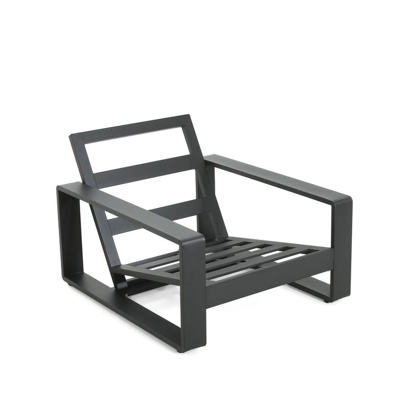 Christopher Knight Home - Outdoor Aluminum Conversation Set with Cushioned Chairs and Acacia Wood Coffee Table (3-Piece Set)