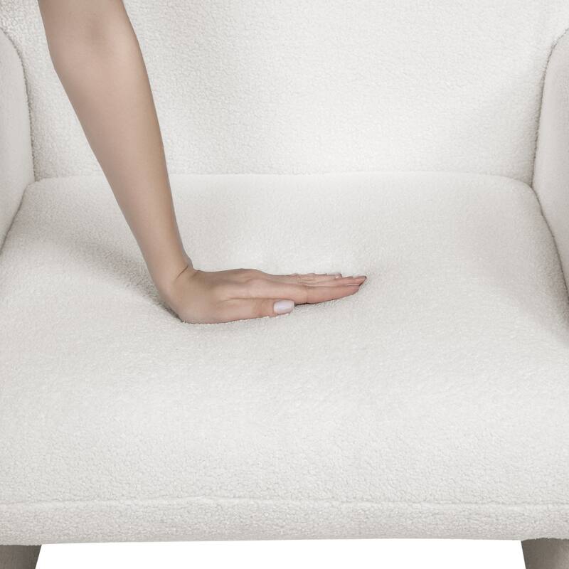 Stylish and Minimalist Teddy Fleece Single Sofa Chair with Arms and Pillow