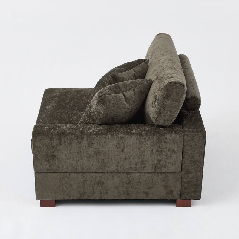 Chenille Upholstered Armless Accent Chair With Plush Cushion