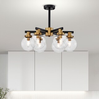 Finly 24 Inch Clear Orb Glass Modern Chandelier 6 Light - N/A