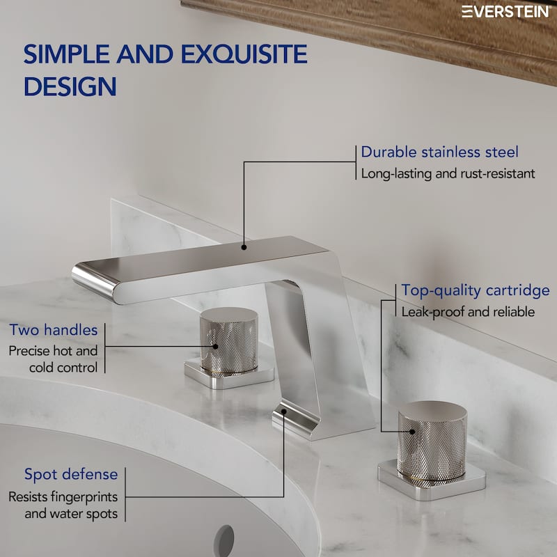 2 Pack, 3 Hole Widespread Bathtub Faucet with High Flow Waterfall Spout