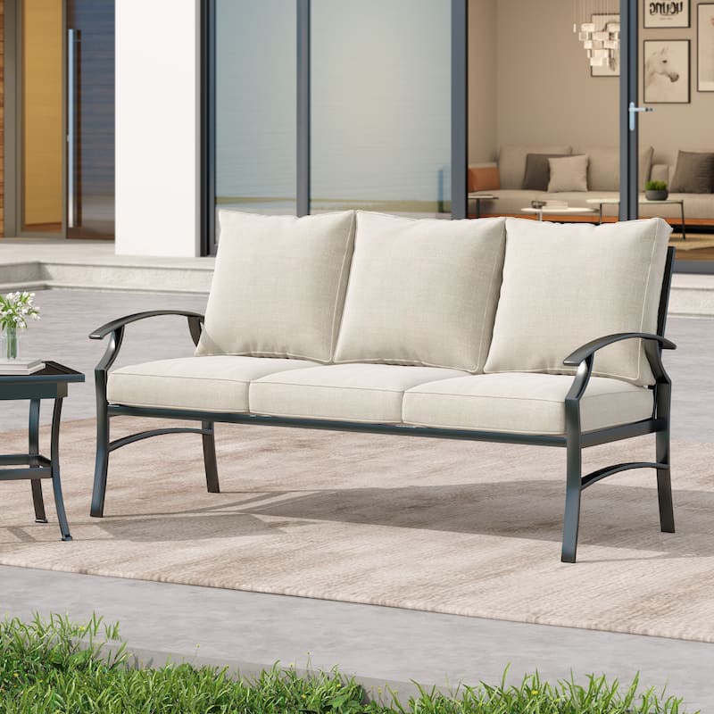 Outdoor Patio Metal 74" W Sofa/ 50" W Loveseat with Cushions