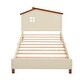 preview thumbnail 11 of 10, Twin Size Wood Platform Bed with House-Shaped Headboard