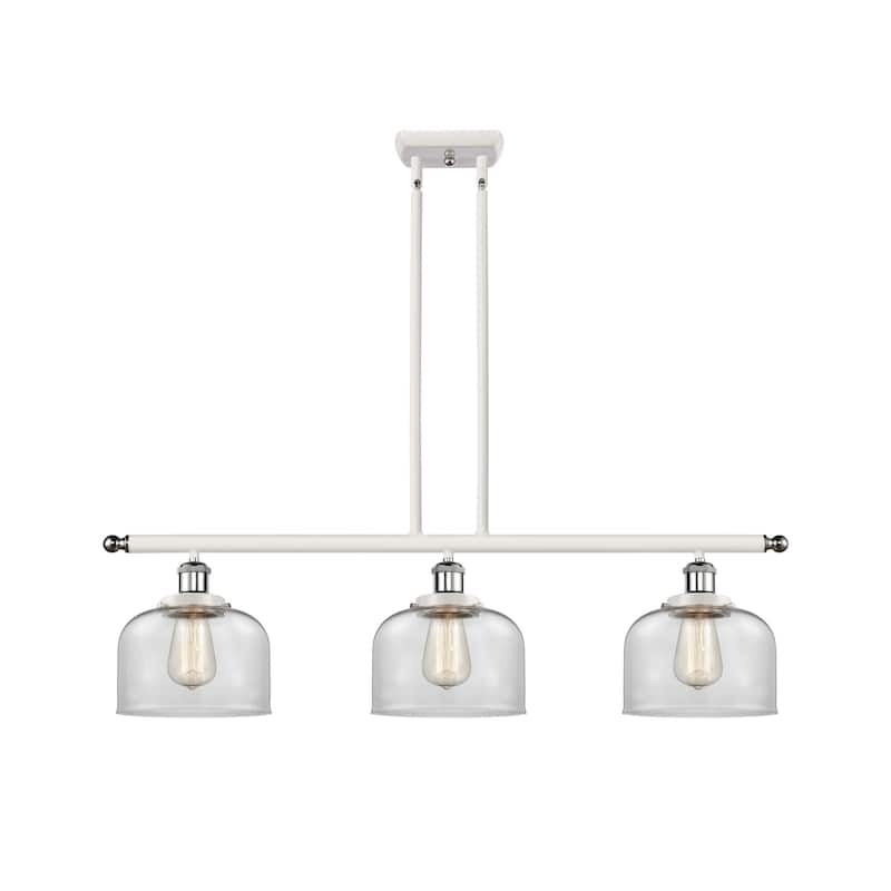 Innovations Lighting 916-3I-11-36 Bell Linear Bell 3 Light 36" Wide - White and Polished Chrome / Clear