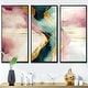 preview thumbnail 15 of 17, Designart "Abstract Geode Geometric Pink And Green III" Modern Geometric Framed Canvas Art Print - 3 Panels 36 in. wide x 28 in. high - 3 Panels - Black