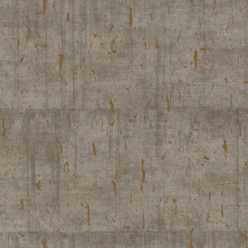 Galerie Wallcoverings Earth Collection Aged Concrete Metallic Texture Wallpaper Roll - 33 feet long x 27.5 inches wide - Brown