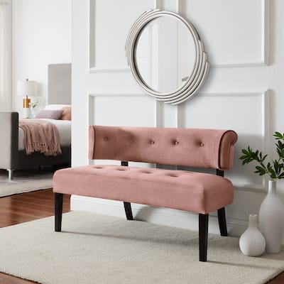 Jaylene Upholstered Tufted Velvet Bench with Curved Back
