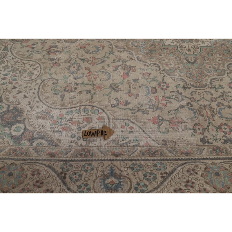 Floral Tabriz Persian Area Rug Oriental Hand-Knotted Wool Carpet - 9'3"x 12'4"