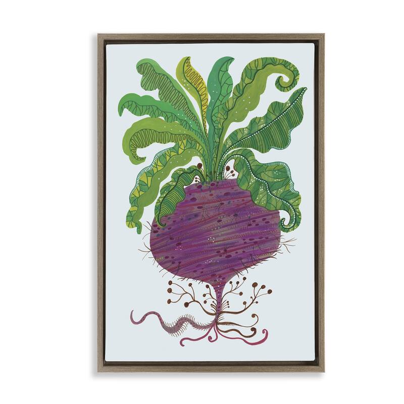Stupell Stylized Beetroot Vegetable Framed Floater Canvas Wall Art Design By Kay Widdowson - 17 x 25 - Brown