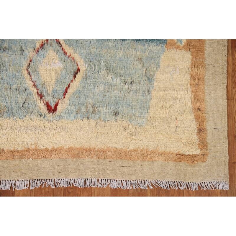 Hand Knotted Oriental 100% Wool Carpet Modern Tribal Beige & Ivories Moroccan Area Rug - 7' 10'' X 5' 7''