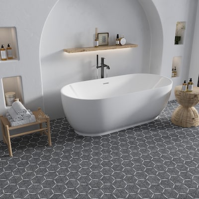 Apollo tile 11 x 13 Stellare Honed Charcoal Gray White Terrazzo, Dolomite Marble Tile (4.77 sq ft/case) - 5 Pack