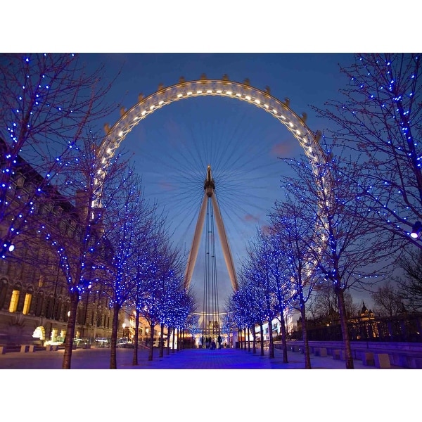 LED Lighted Famous Giant Ferris Wheel The London Eye Scene Canvas Wall Art 11.75" x 15.75"