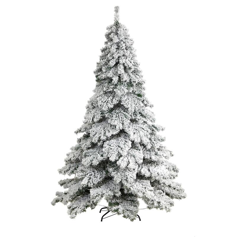 7’ Flocked Austria Fir Artificial Christmas Tree, Warm Clear LED - 7 Foot
