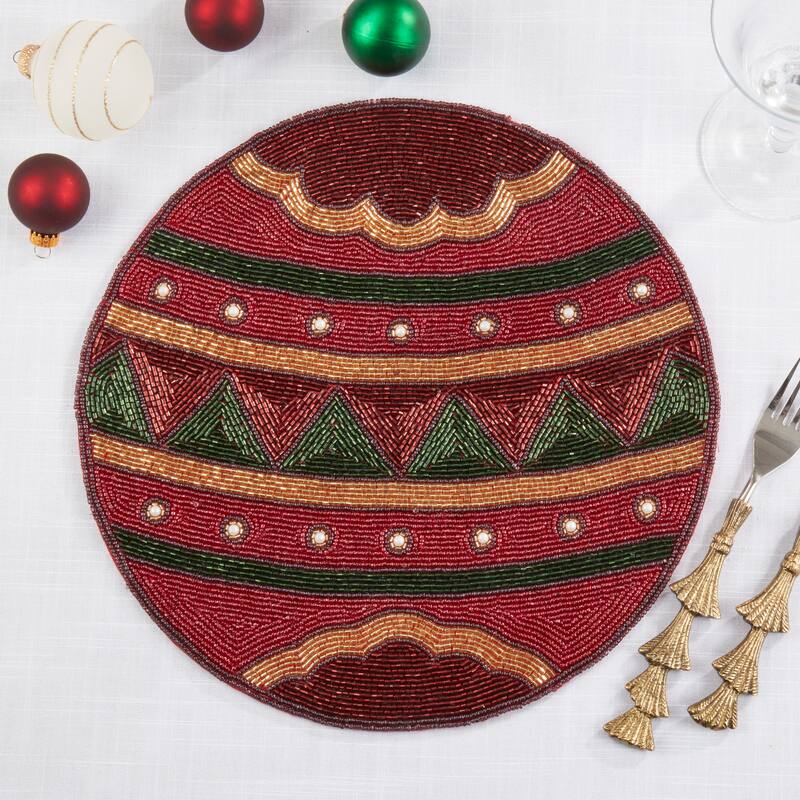 Beaded Ornament Placemat (Set of 4) - 14"x14"