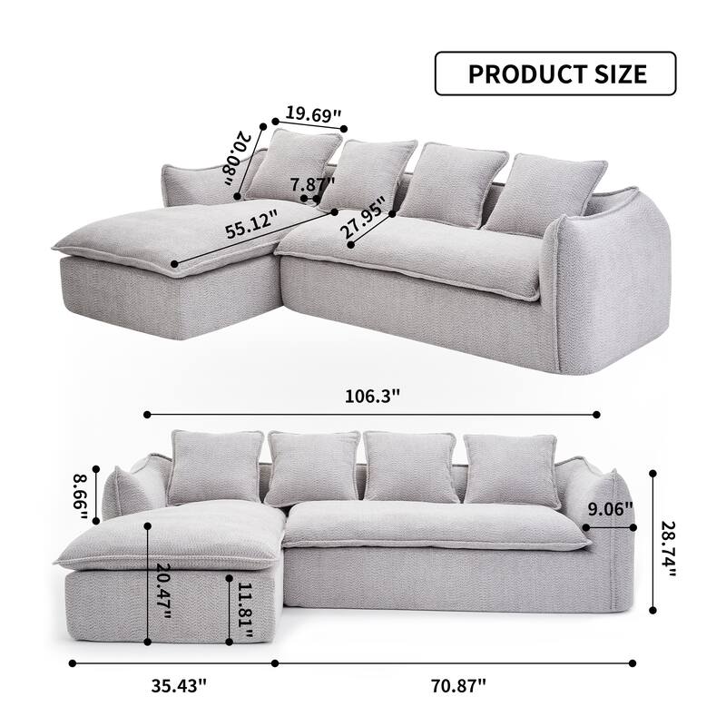 L-Shaped Modular Sofa with Deep Seats and Plush Pillows for Ultimate Comfort