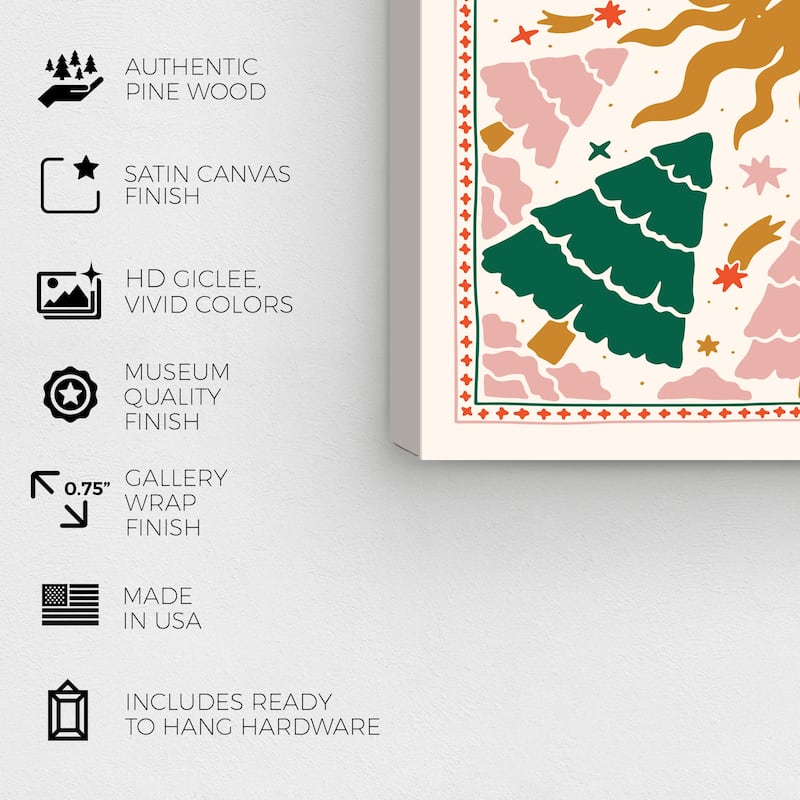 Wynwood Studio Canvas Holiday and Seasonal Christmas Trees Floor Map Green Modern & Contemporary Wall Art Canvas Print