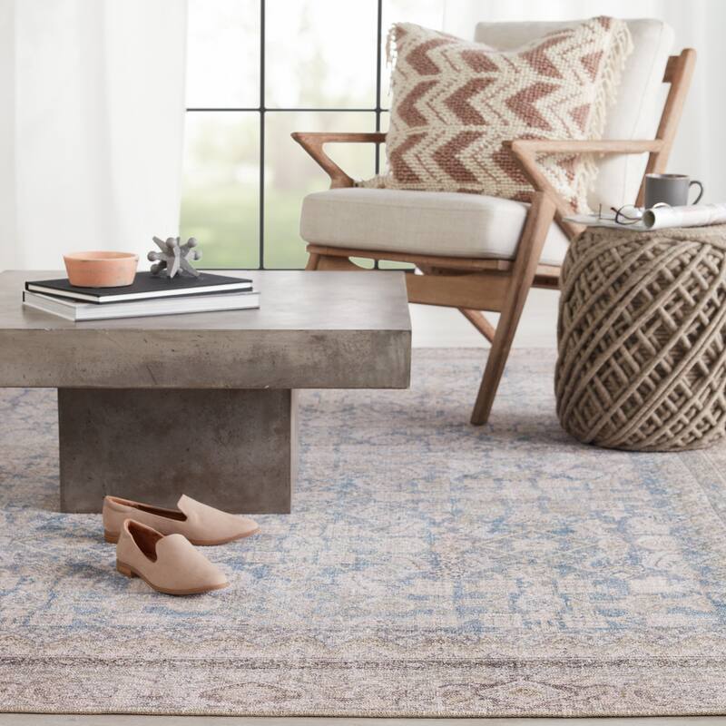 Machine Washable Royse Oriental Blue/ Gray Area Rug