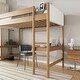 preview thumbnail 7 of 16, Natural Teddy Fleece Fabric Upholstered Twin Size Loft Bed Kids Bed with Desk