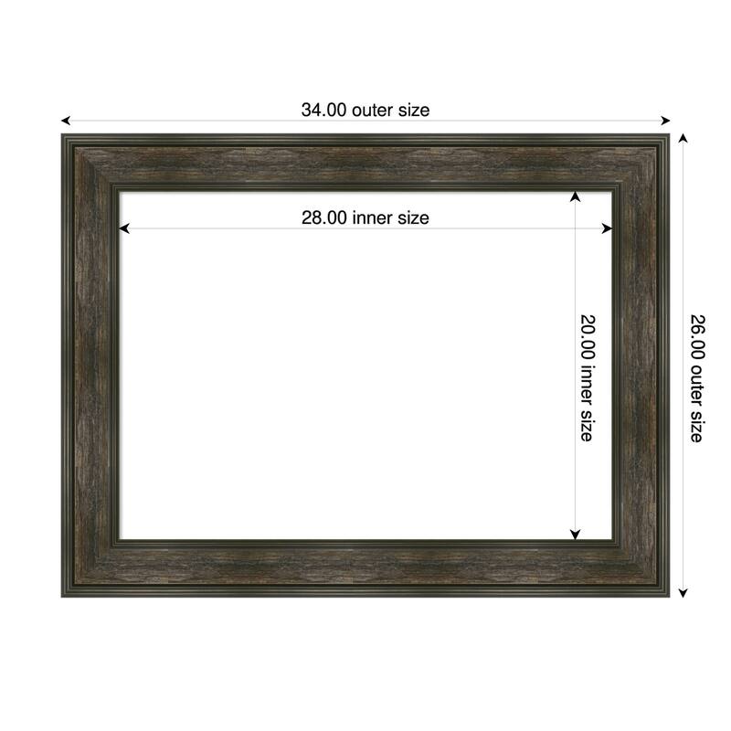 Amanti Art Rail Rustic Char Framed Dry Erase Magnetic Board - 34 x 26 in