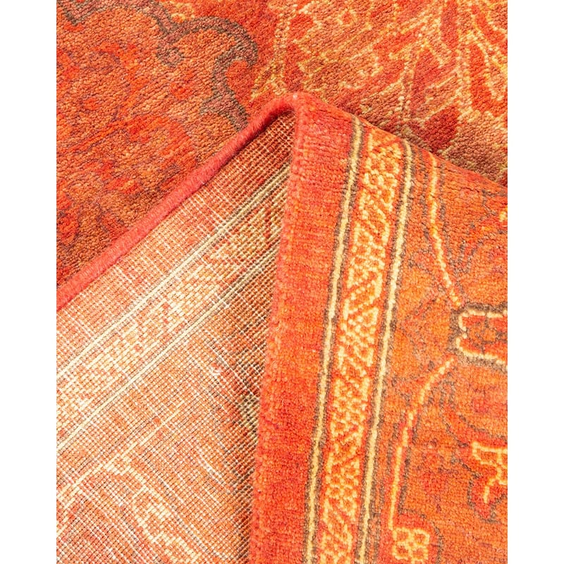 Overton Hand Knotted Wool Vintage Inspired Traditional Mogul Orange Area Rug - 2' 10" x 4' 0"