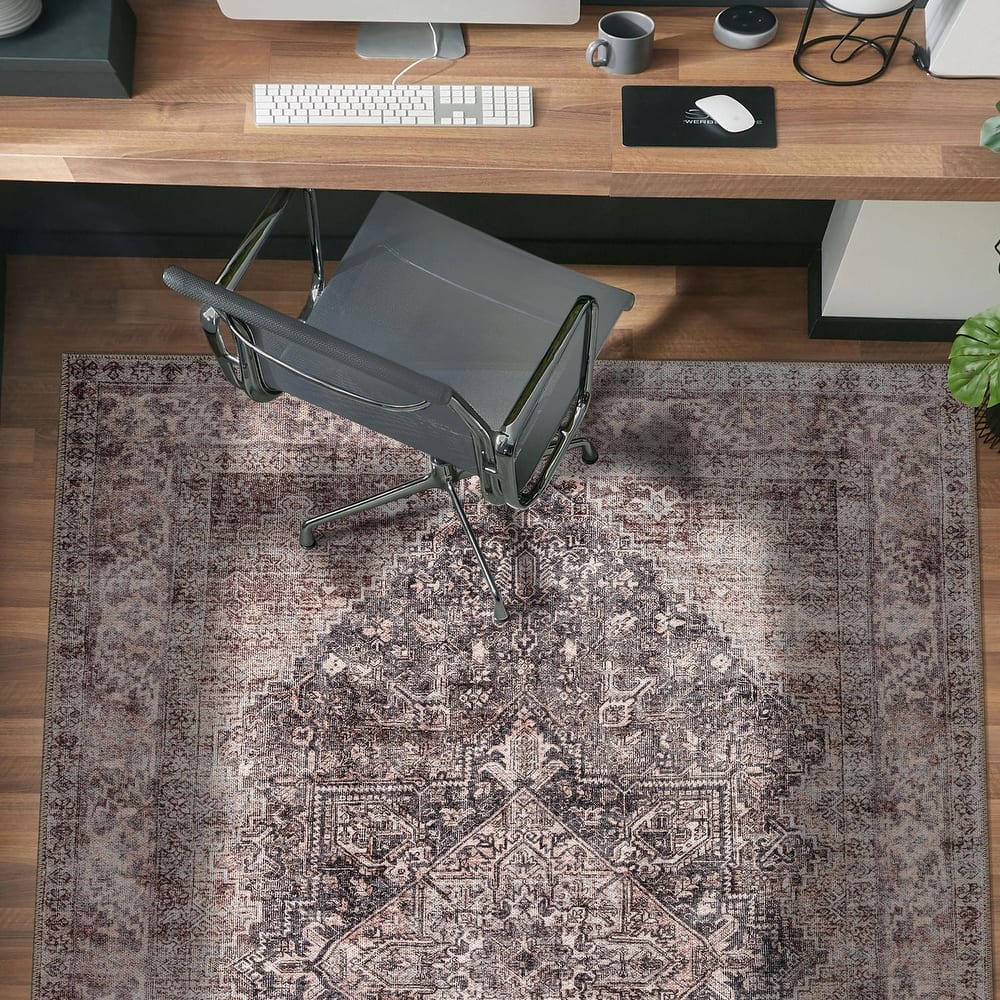 World Rug Gallery Oriental Washable Flat Pile Non-Slip Area Rug