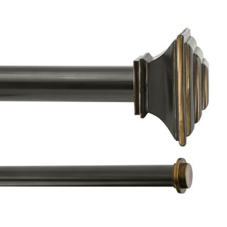 Kenney® Mission 1" Premium Decorative Window Double Curtain Rod, 36-66", Oil Rubbed Bronze