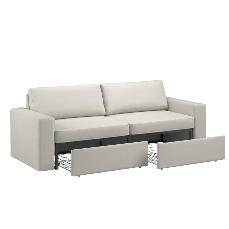 Soma Upholstered Sofa with 2 Hidden Metal Wire Storage Drawers by iNSPIRE Q Modern