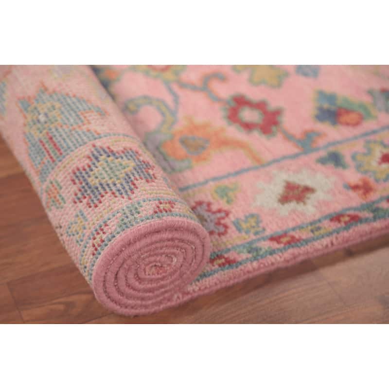 All-Over Pink Oushak Oriental Accent Rug Wool Carpet - 2'8"x 5'10"