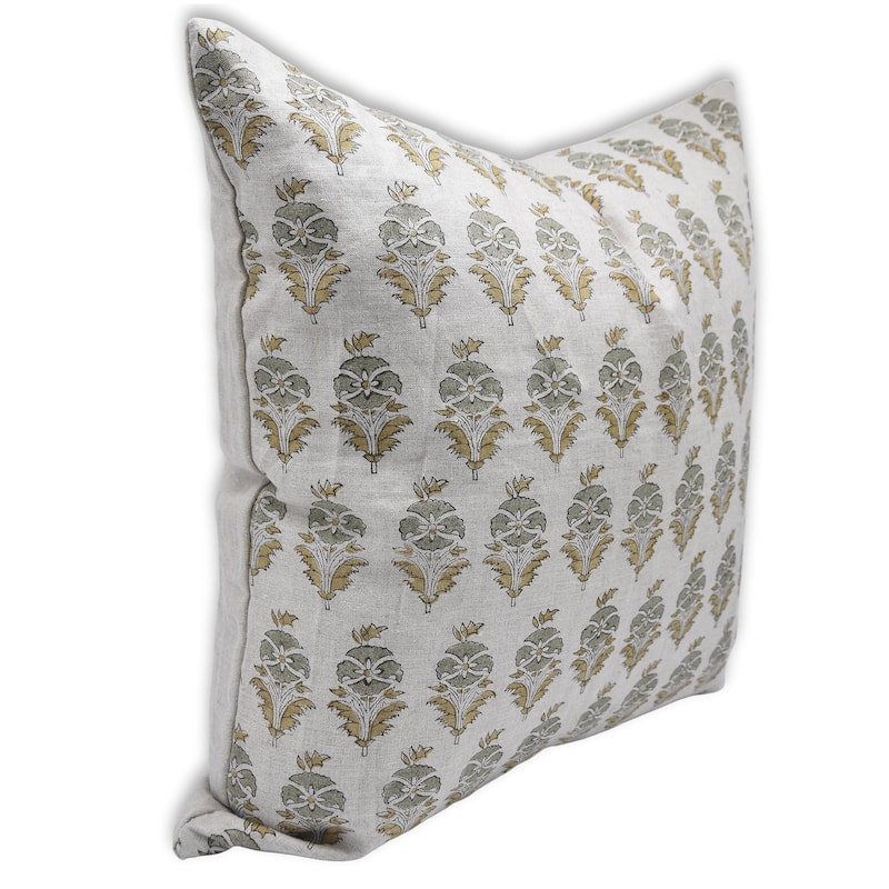 Linen Farmhouse Block print pillow Cover - Mormukut