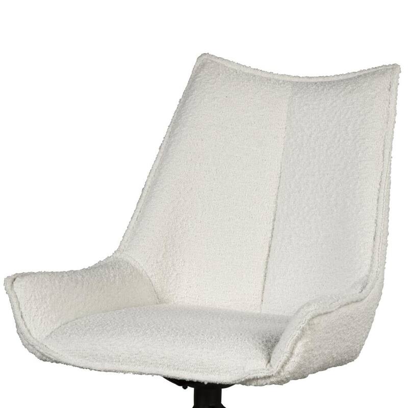 Amyra Swivel Accent Side Chair, White Fabric, Modern Black Iron Frame