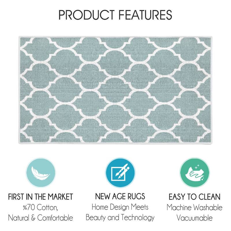 SussexHome Non-Skid Ultra-Thin Area Rugs for Laundry Room, Entryway, Bathroom and Kitchen - Washable Multipurpose Floor Mat